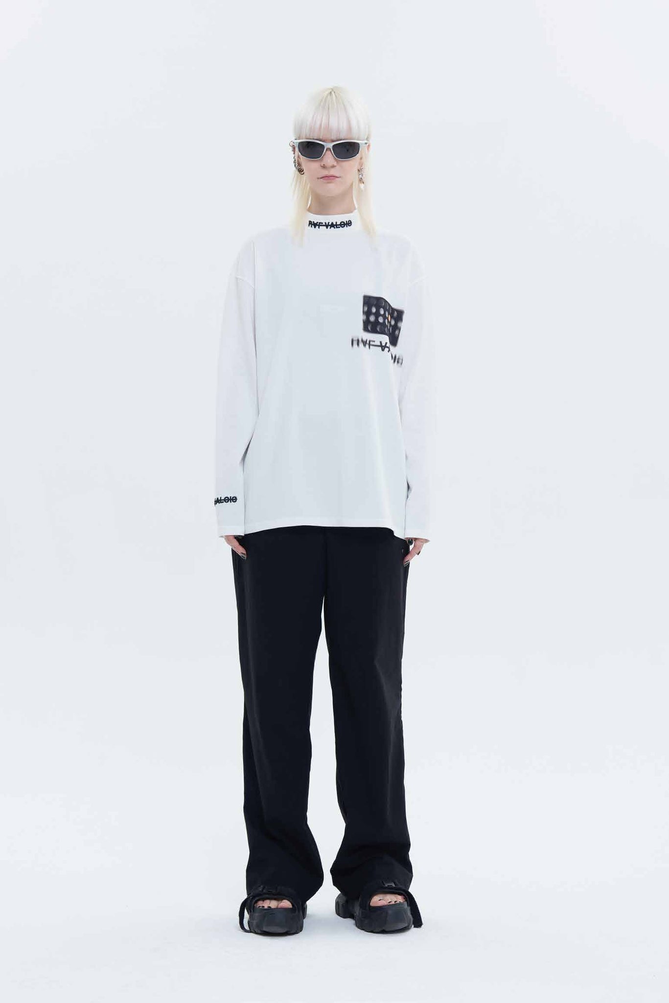 RAF VALOIS 22AW SHADOW series "MOON PHASE" mockneck slim long sleeve shirts