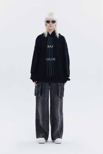 RAF VALOIS 22AW  SHADOW series EMBROIDERY loose hoodie