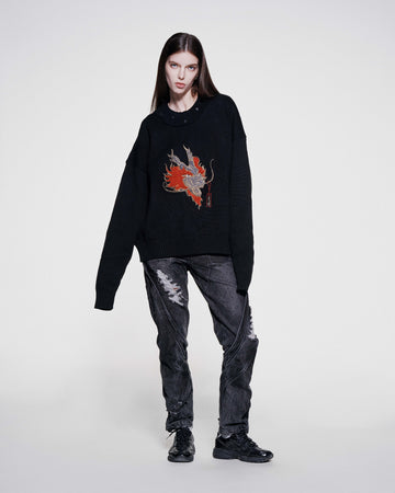 RAF VALOIS 24SS RAF VALOIS 24SS Year Of The Dragon Limited Plush Embroidered Deconstructed Sweater